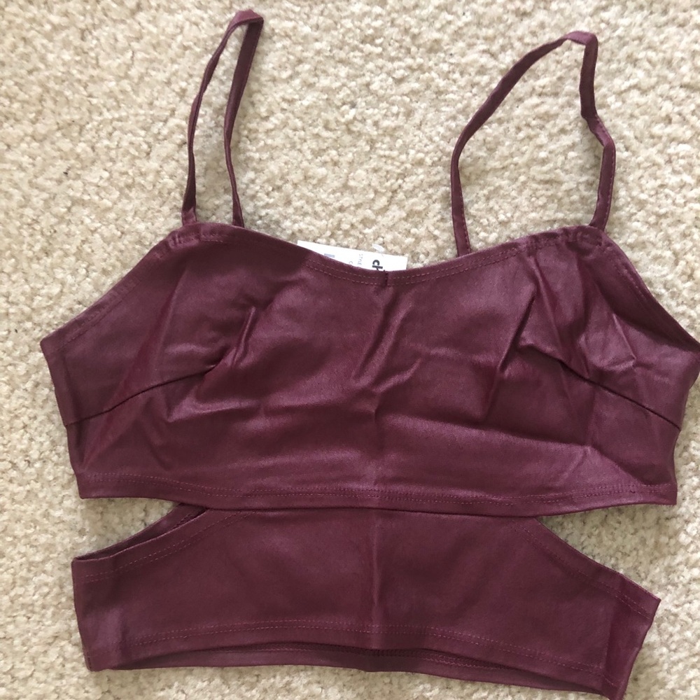 Faux leather crop top